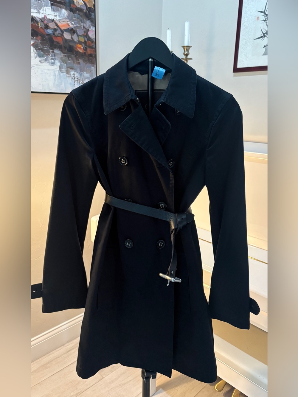 Coach black double-breasted trench coat